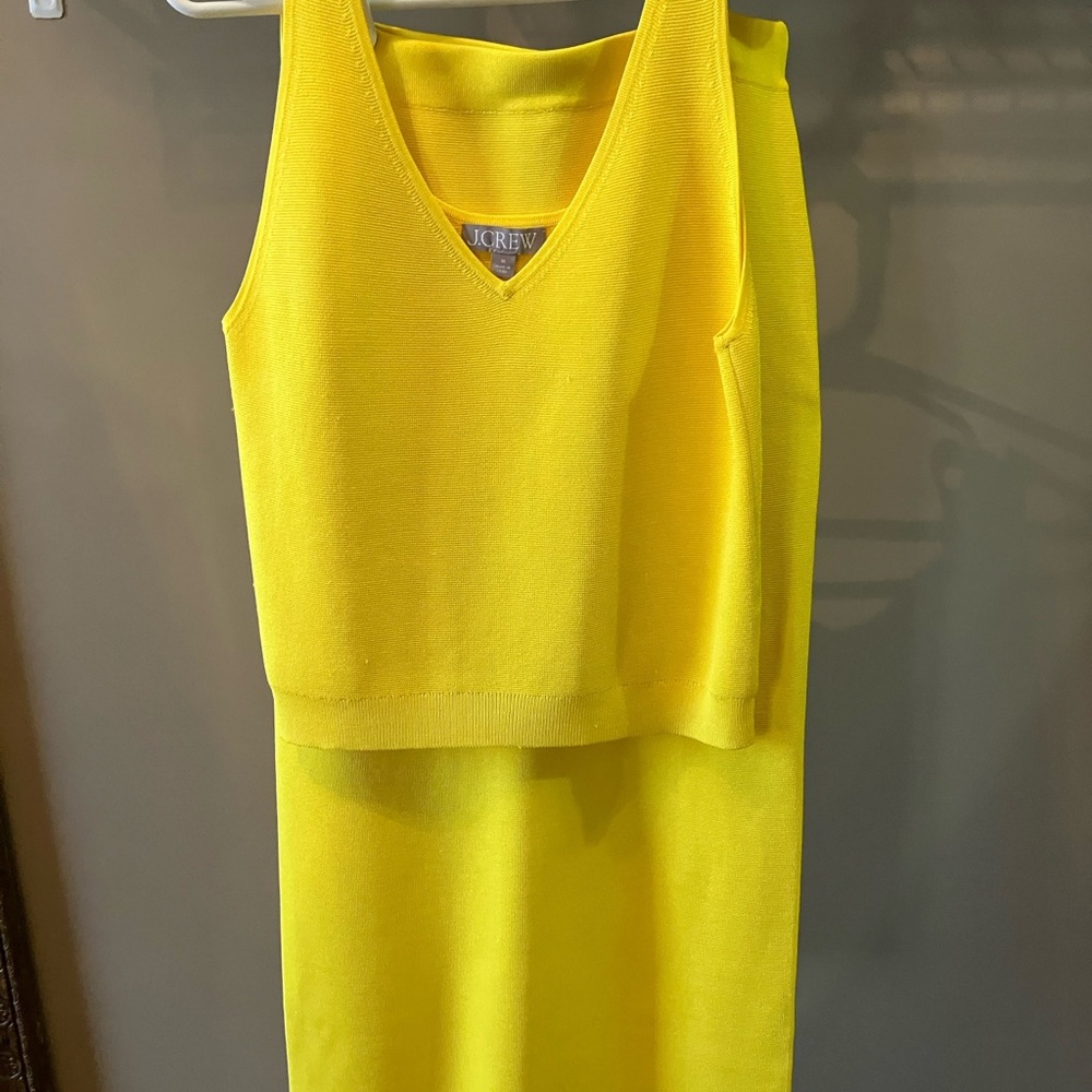 J. Crew Vibrant Yellow Knit Top and skirt set